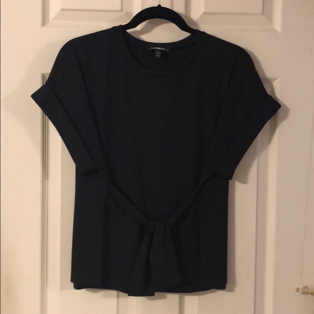 Black tie front rolled sleeve tee